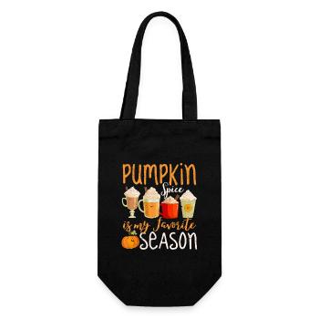 Kürbisgewürz ist meine Lieblingssaison Herbst - Geschenkbeutel für Flaschen - Schwarz - Vorne