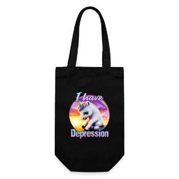 Depressed unicorn in sunset - Gift Bag for Bottles - black - Front