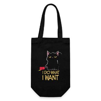 I do what i want Katze - Geschenkbeutel für Flaschen - Schwarz - Vorne