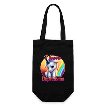 Depressed unicorn in sunset - Gift Bag for Bottles - black - Front