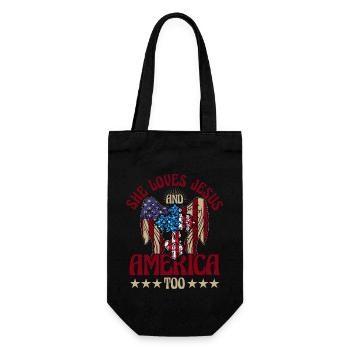She loves jesus and America too - Geschenkbeutel für Flaschen - Schwarz - Vorne