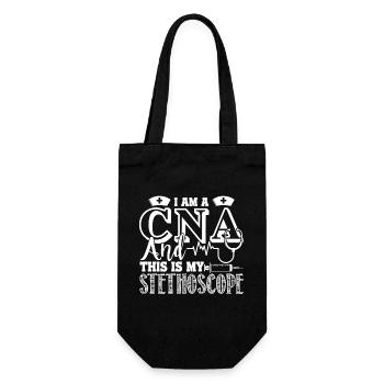 CNA I Am A CNA And This Is My Stethoscope - Gift Bag for Bottles - black - Front