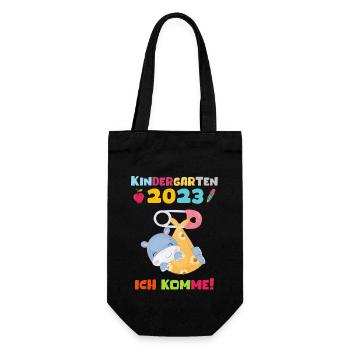 Kindergarten 2023 Ich Komme Mädchen Kita Geschenk - Geschenkbeutel für Flaschen - Schwarz - Vorne