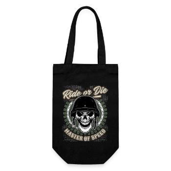Crâne de motard avec casque, motocycliste - Sac à bouteille - noir - Devant