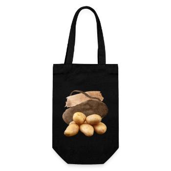 Kartoffel, Potato-Design, vegane Kartoffeln - Geschenkbeutel für Flaschen - Schwarz - Vorne