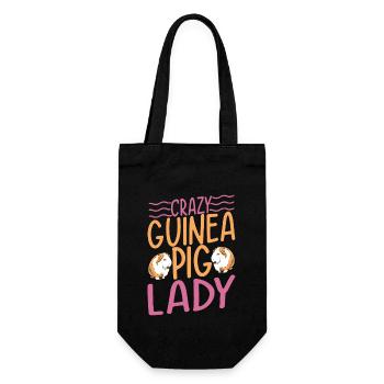 Crazy Guinea Pig Lady Cavy Lover Rodent - Gift Bag for Bottles - black - Front