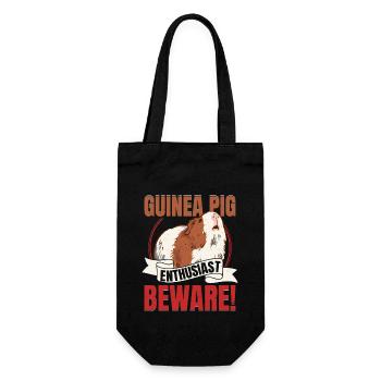 Guinea Pig Enthusiast. Beware! Rodent Cavy Lover - Geschenkbeutel für Flaschen - Schwarz - Vorne