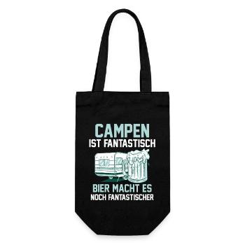 Wohnmobil Wohnwagen Bier Camping Camper - Geschenkbeutel für Flaschen - Schwarz - Vorne