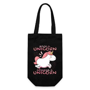 Kawaii Einhorn, Unicorns, lustiger Spruch - Geschenkbeutel für Flaschen - Schwarz - Vorne
