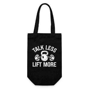 Less talking, more lifting - - Gift Bag for Bottles - black - Front