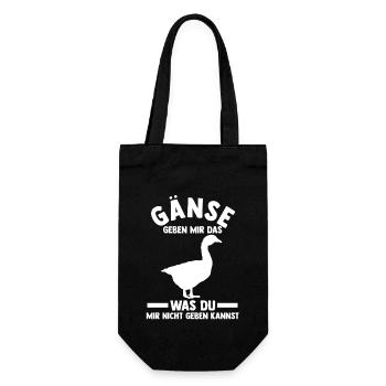 Gans Gänse - Geschenkbeutel für Flaschen - Schwarz - Vorne