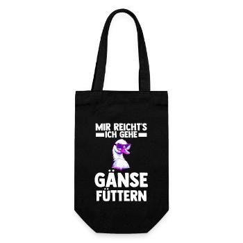 Gans Gänse - Geschenkbeutel für Flaschen - Schwarz - Vorne