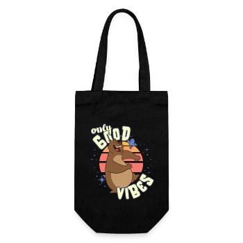 Only Good Vibes: Good Life Cartoon Bär Tanzen - Gift Bag for Bottles - black - Front