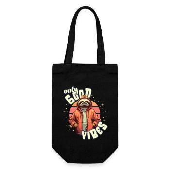 Only Good Vibes: Good Life Faultier mit Jacke - Gift Bag for Bottles - black - Front