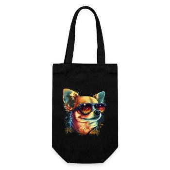 Chihuahua | Abstrakte Malerei | Farbe | Niedlicher - Geschenkbeutel für Flaschen - Schwarz - Vorne