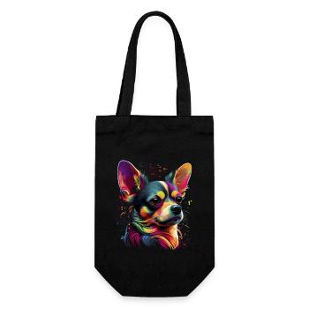 Chihuahua | Abstrakte Malerei | Farbe | Niedlicher - Geschenkbeutel für Flaschen - Schwarz - Vorne