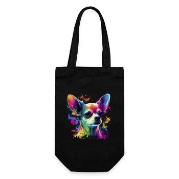 Chihuahua | Abstrakte Malerei | Farbe | Niedlicher - Geschenkbeutel für Flaschen - Schwarz - Vorne
