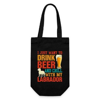 JUST WANT TO DRINK BEER AND HANG WITH MY LABRADOR - Gift Bag for Bottles - black - Front