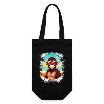 Beach Breeze und Monkey Ease: Cooler Sommerspaß - Geschenkbeutel für Flaschen - Schwarz - Vorne