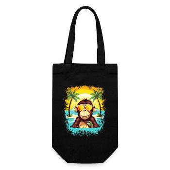 Beach Monkey Paradise: Lustiger und stilvoller Sommer - Geschenkbeutel für Flaschen - Schwarz - Vorne