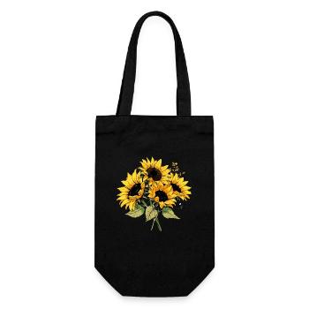 Yellow Sunflower Floral Bouquet Cute Flowers Pun - Gift Bag for Bottles - black - Front