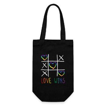 Lustige LGBTQ-LIEBE GEWINNT in den Regenbogenfarben der Gay Pride - Geschenkbeutel für Flaschen - Schwarz - Vorne