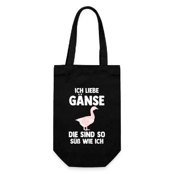 Gans Gänse - Geschenkbeutel für Flaschen - Schwarz - Vorne