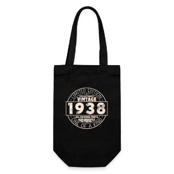 85. Geburtstag Frau Mann Vintage 1938 85 Jahre - Geschenkbeutel für Flaschen - Schwarz - Vorne