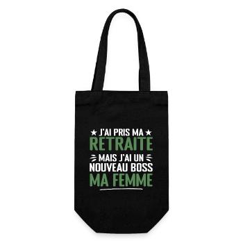 Homme Retrait et Ma Femme Nouveau Patron Humour - Sac à bouteille - noir - Devant