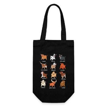 Verschiedene Kawaii Kühe - Geschenkbeutel für Flaschen - Schwarz - Vorne