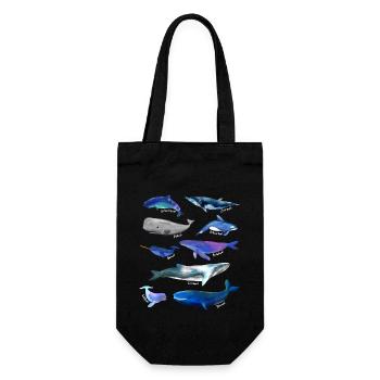 Drawings of whales - various species of whales - Gift Bag for Bottles - black - Front