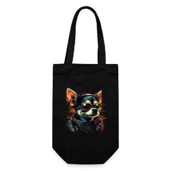 Chihuahua | Biker | Motorrad | Hund | Papa | Opa - Geschenkbeutel für Flaschen - Schwarz - Vorne