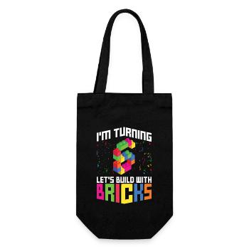Blockgebäude 6. Geburtstagsdesign Für - Geschenkbeutel für Flaschen - Schwarz - Vorne