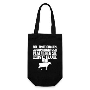 Kuh Landwirt Bauernhof Kühe - Geschenkbeutel für Flaschen - Schwarz - Vorne