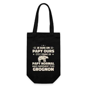 Je suis un papy ours comme un papy normal cadeau - Sac à bouteille - noir - Devant