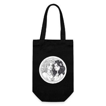 Signe du zodiaque Gémeaux femmes noir et blanc - Sac à bouteille - noir - Devant