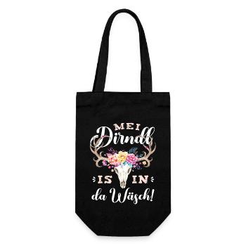 Trachtenshirt Damen Trachten T-Shirt Dirndl Ersatz - Geschenkbeutel für Flaschen - Schwarz - Vorne