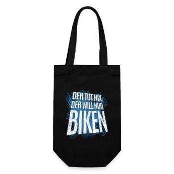 Der tut nix der will nur biken MTB Fahrrad Bike - Geschenkbeutel für Flaschen - Schwarz - Vorne