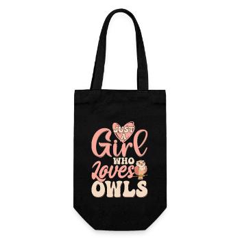Just A Girl Who Loves Owls Nocturnal Bird Night Ow - Geschenkbeutel für Flaschen - Schwarz - Vorne