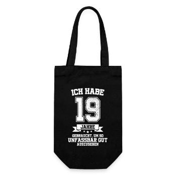 19. Geburtstag Geschenk Habe 19 Jahre Gebraucht - Geschenkbeutel für Flaschen - Schwarz - Vorne
