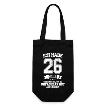 26. Geburtstag Geschenk Habe 26 Jahre Gebraucht - Geschenkbeutel für Flaschen - Schwarz - Vorne
