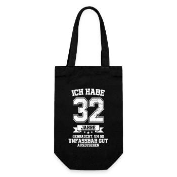 32. Geburtstag Geschenk Habe 32 Jahre Gebraucht - Geschenkbeutel für Flaschen - Schwarz - Vorne