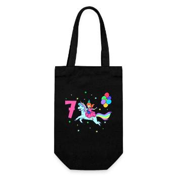 Avec licorne - Anniversaire de fille 7 ans - Sac à bouteille - noir - Devant