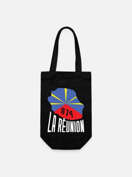 idee cadeau drapeau carte ile de la reunion 974 - Sac à bouteille - noir