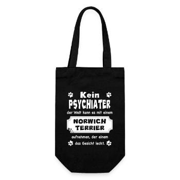 Kein Psychiater - Lustiger Spruch Norwich Terrier - Geschenkbeutel für Flaschen - Schwarz - Vorne