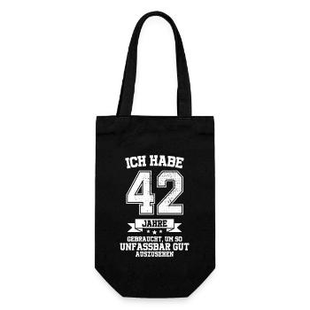 42. Geburtstag Geschenk Habe 42 Jahre Gebraucht - Geschenkbeutel für Flaschen - Schwarz - Vorne