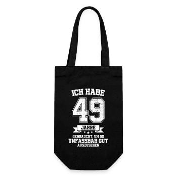 49. Geburtstag Geschenk Habe 49 Jahre Gebraucht - Geschenkbeutel für Flaschen - Schwarz - Vorne