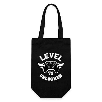 Level 79 Unlocked 79 Geburtstag - Geschenkbeutel für Flaschen - Schwarz - Vorne