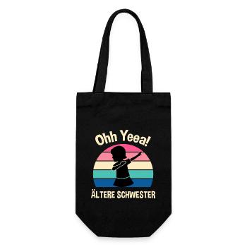 Beste Schwester Stolze Schwester Ältere Schwester - Geschenkbeutel für Flaschen - Schwarz - Vorne