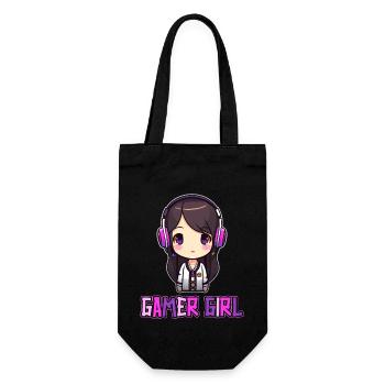 Gaming Konsole PC Zockerin Mädchen Gamer Girl - Geschenkbeutel für Flaschen - Schwarz - Vorne